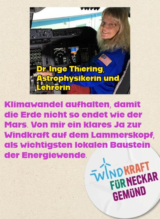 Klimawandel aufhalten, damit die Erde nicht so endet wie der Mars. Von mir ein klares Ja zur Windkraft auf dem Lammerskopf, als wichtigsten lokalen Baustein der Energiewende.